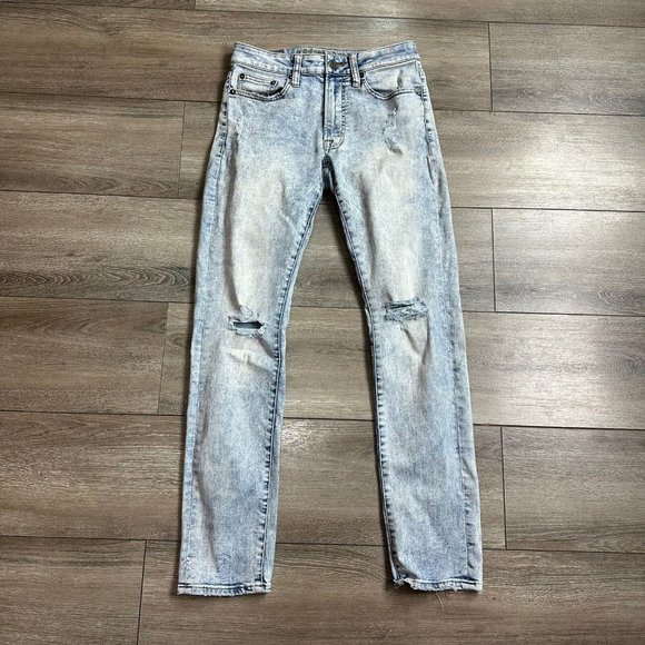 American Eagle Jeans 29 Faded Distressed Wash Extreme Flex Denim Blue - Picture 1 of 6